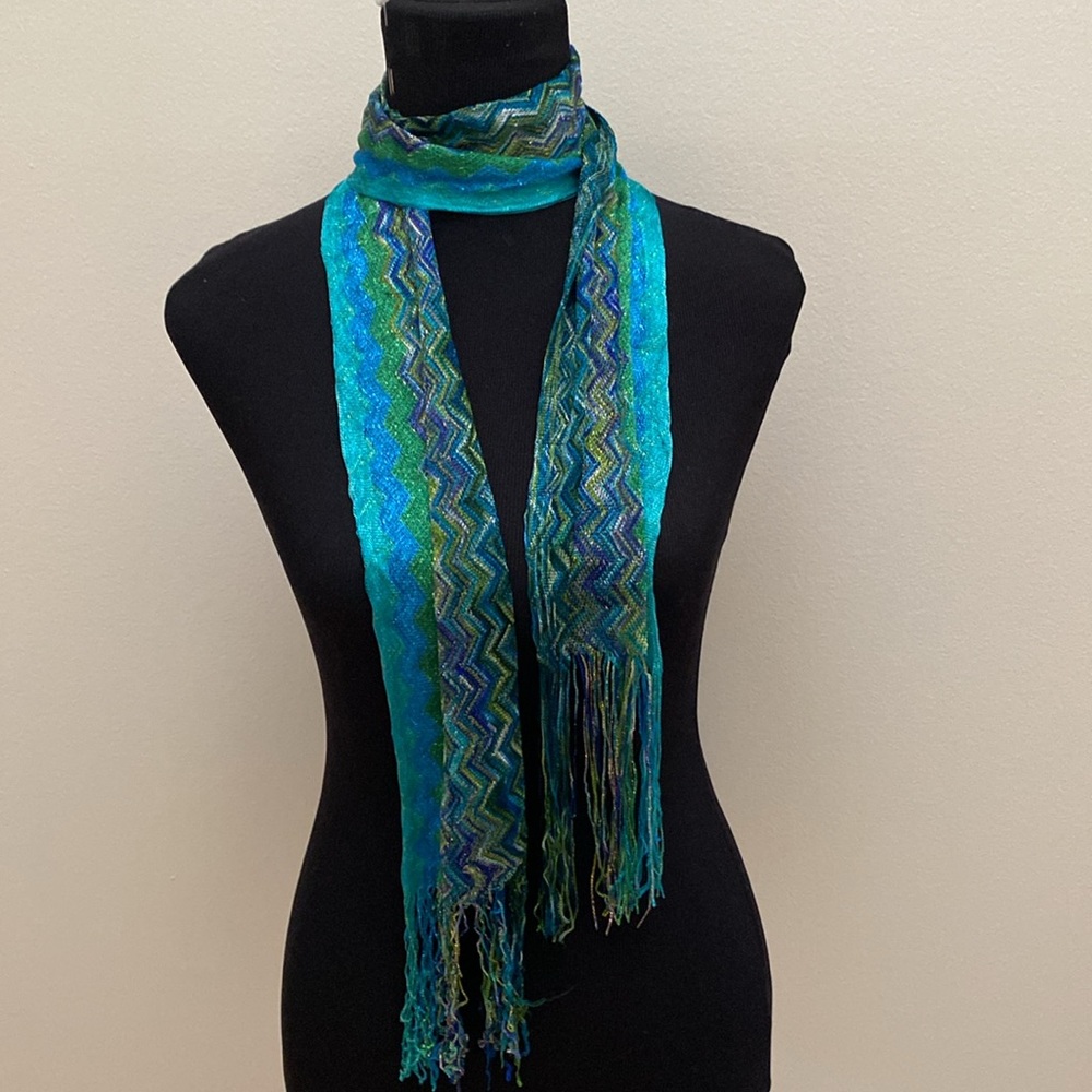Multicolor Zigzag Pattern Scarf - image 2